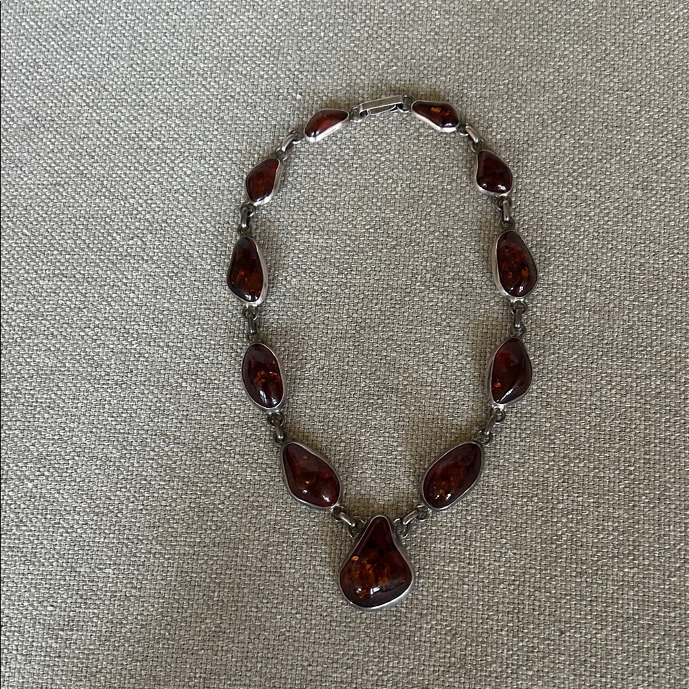 Elegant Silver and Amber Women's Necklace